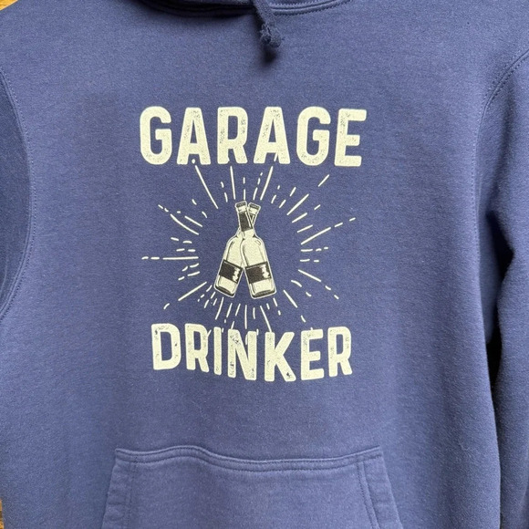 Port Authority size small Blue Pullover Hoodie with Graphic Design - Picture 6 of 6